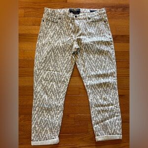 Lucky Brand Capri Sofia Cream & Tan Women’s Size 10/30 Stretch Cotton Jeans
